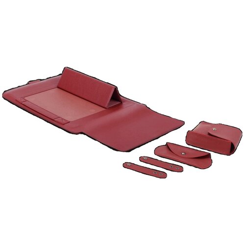 фото Многофункциональный чехол 3 в 1 (чехол футляр+ подставка столик + коврик для мыши) mypads m146-218 для ноутбука macbook pro air xiaomi lenovo hp asus с диагональю 11.6 / 12 / 12.5 / 12.6 / 13.3 / 14.0 / 14.1 / 15.4 красный из эко-кожи