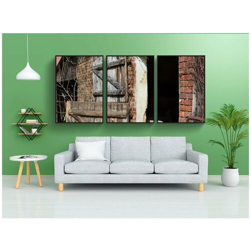 фото Набор модулных постеров для интерьера "сарай, стабильная дверь, деревня" 60x90 см. в тубусе, без рамки lotsprints