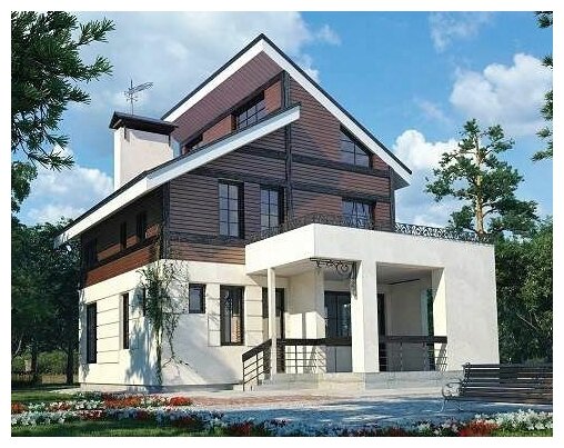 (147м2, 12х10м) Готовый проект трехэтажного дома из газобетона с террасой и чердаком - AS-1688