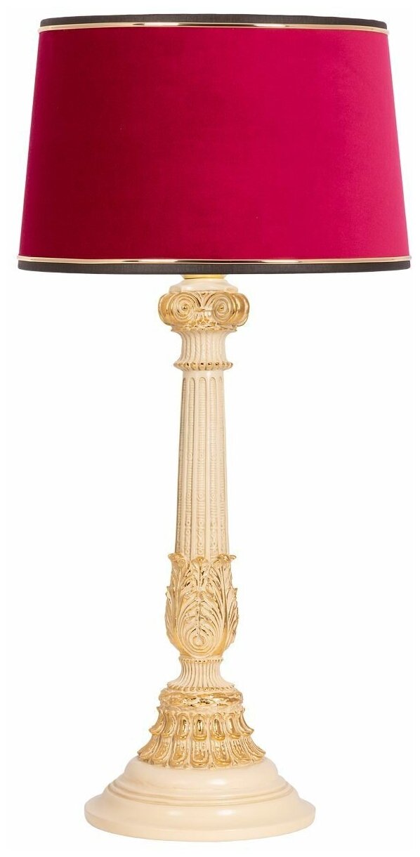 Настольная лампа Bogacho Колонна испанская бежевая с красным абажуром Тюссо