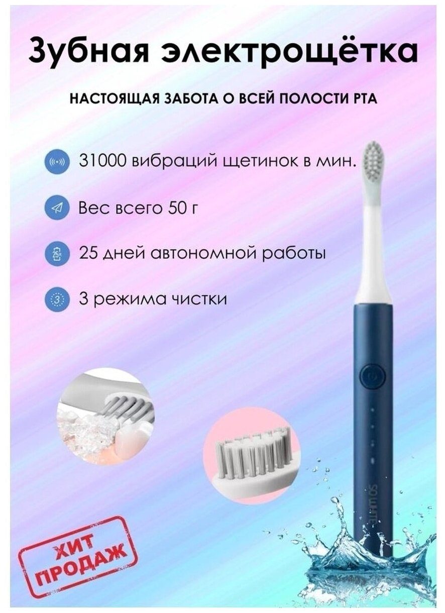 Зубная щетка Xiaomi So White Sonic Electric Toothbrush Pink - фото №20