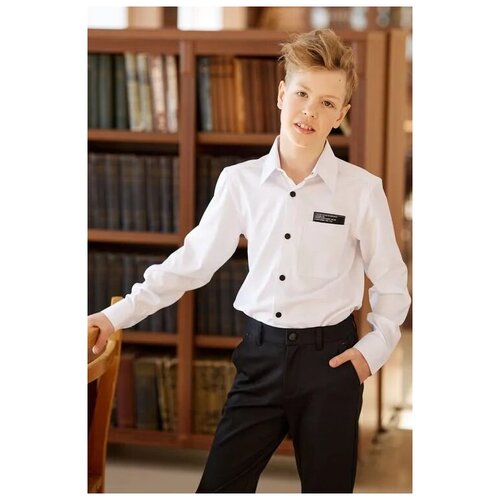 фото Школьная рубашка deloras, размер 146, белый