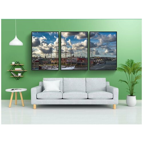 фото Набор модулных постеров для интерьера "баркен викинг, маленький бум, река гота" 60x90 см. в тубусе, без рамки lotsprints