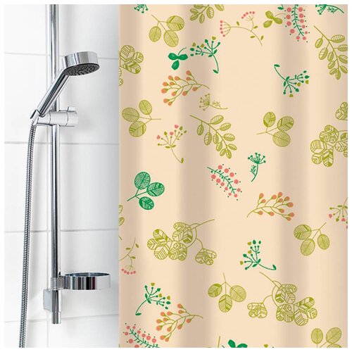 фото Штора для ванной вилина веточки 180х180 см бежевый