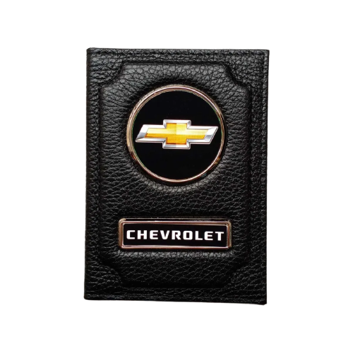 Обложка для автодокументов и паспорта Chevrolet (шевроле) кожаная флотер