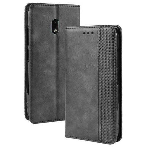 фото Чехол-книжка mypads для nokia 2.2 из качественной импортной кожи прошитый элегантной прострочкой ретро черный с магнитной крышкой