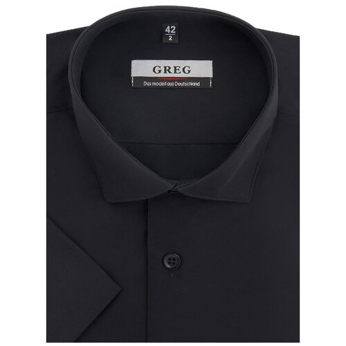 Рубашка мужская короткий рукав GREG 340/109/BLK/Z, Полуприталенный силуэт / Regular fit, цвет Черный, рост 174-184, размер ворота 43