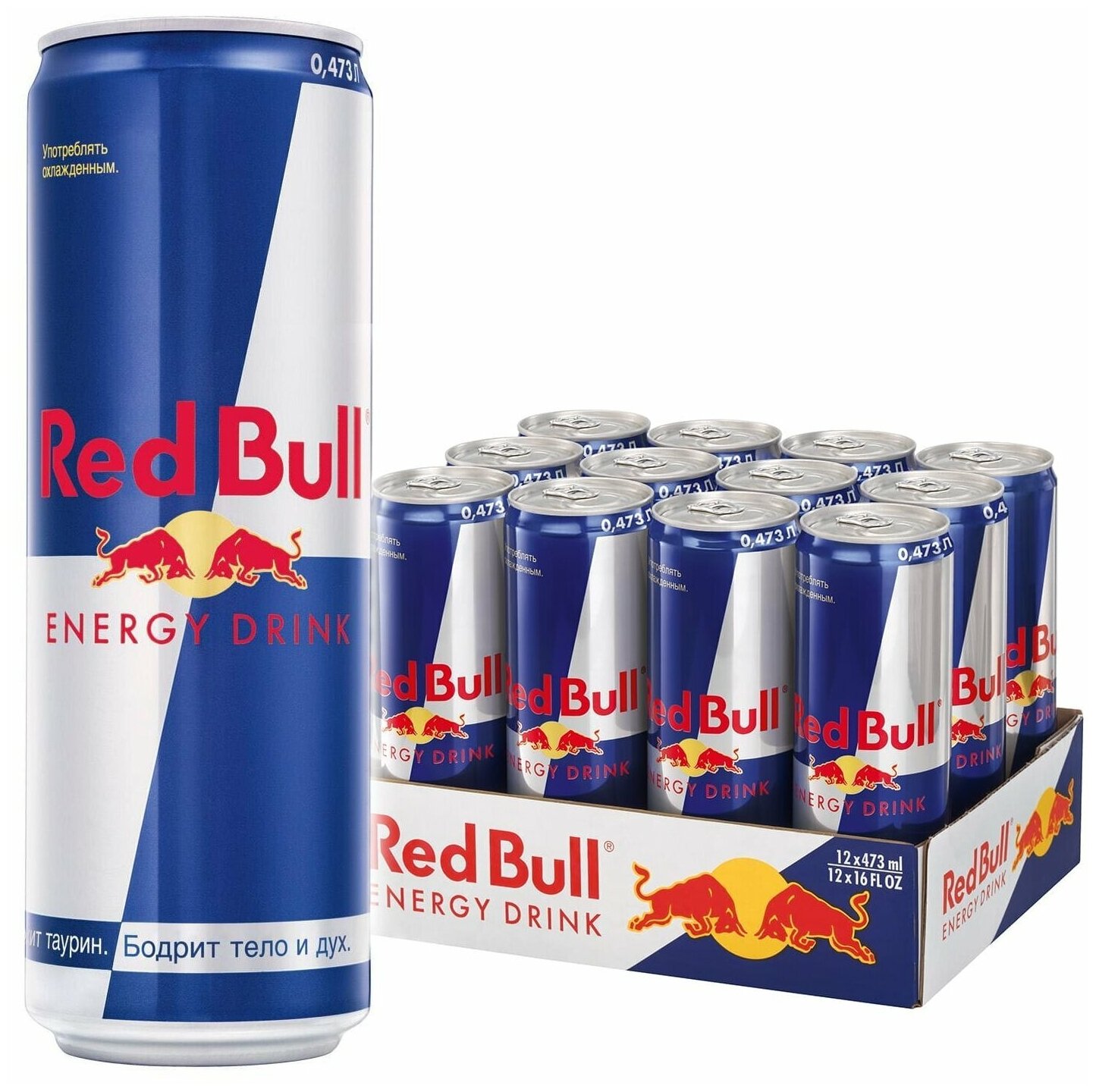 Напиток энергетический Red Bull (Ред Булл) 0,473 л х 12 банок - фотография № 1