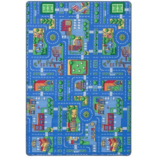 Детский игровой коврик с дорогой Playmat Blue City прямоугольник (140*200 см)