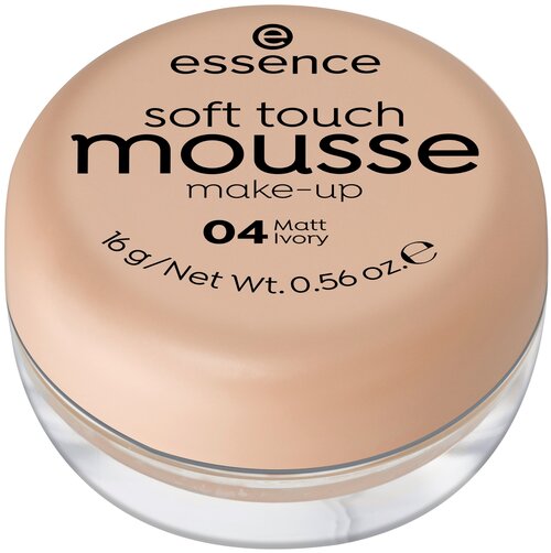 Essence Тональный мусс Soft touch mousse make-up, 16 мл/16 г, оттенок: 04 matt ivory, 1 шт.