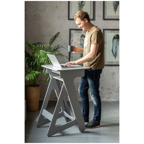 фото Столик для ноутбука регулируемый / компьютерный стол для работы стоя "стендап" синий антрацит ярмакс
