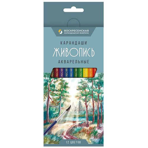 фото Вкф живопись jiv-wcp-1012 набор акварельных карандашей 12 цв. 2 шт. воскресенская карандашная фабрика