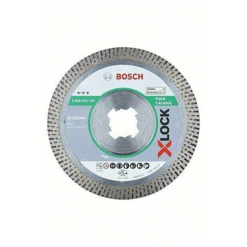 фото Диск алмазный отрезной bosch best for hard ceramic x- lock 125x22,23x1,4x10 (2608615135)