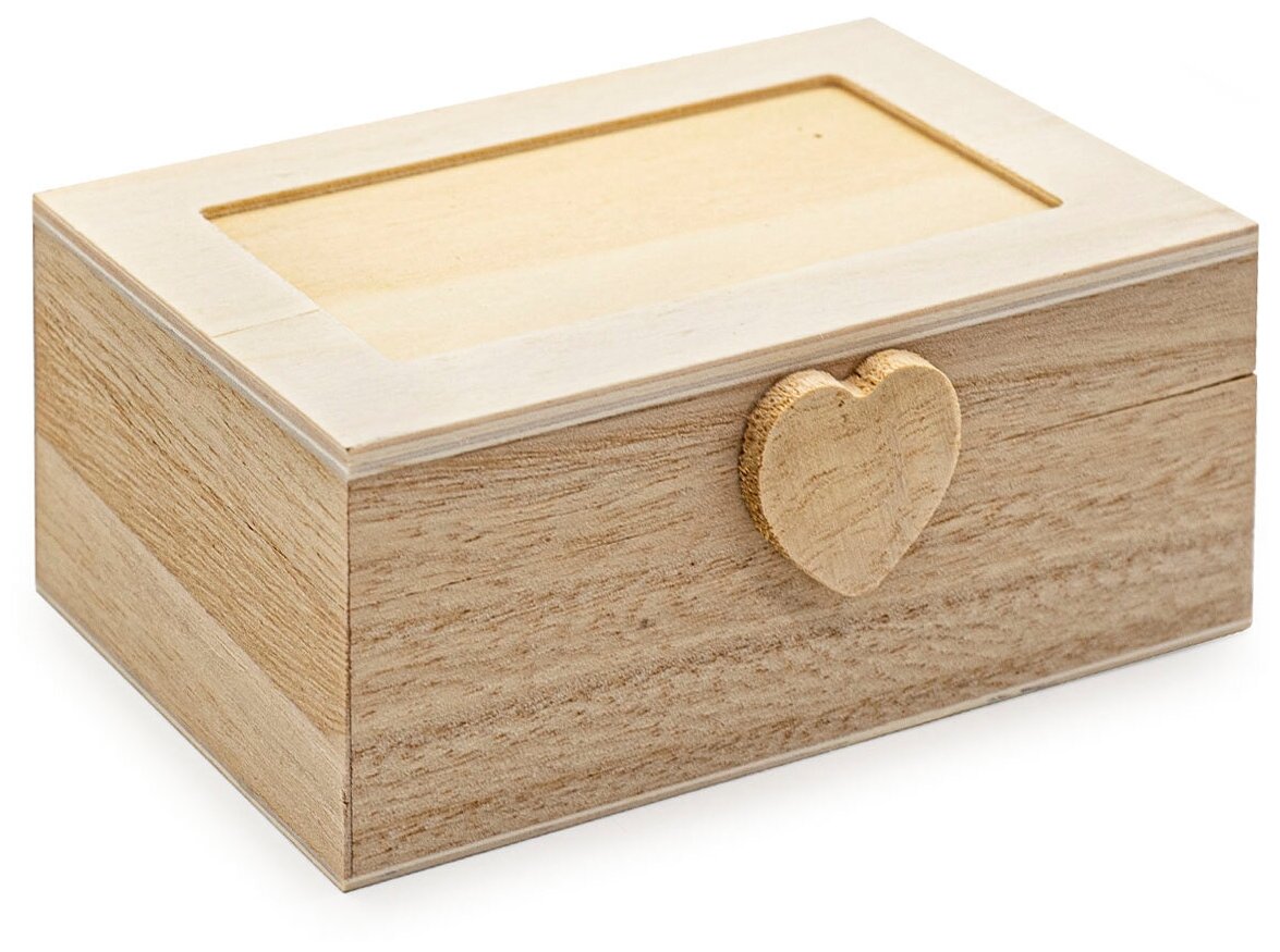 фото LYE015979 Шкатулка деревянная с сердечком (павловния/фанера из тополя), 12*8*5см