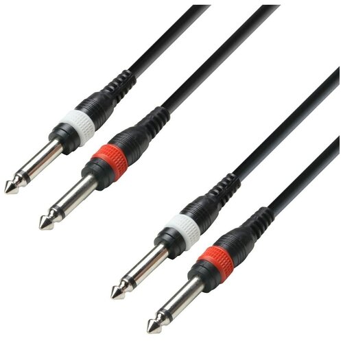 Аудиокабель 2 x 6,3 Jack mono-2 x 6,3 Jack mono, 6м Adam Hall K3 TPP 0600