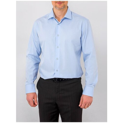 фото Рубашка мужская длинный рукав greg 220/199/nbl/zv, приталенный силуэт / slim fit, цвет голубой, рост 186-194, размер ворота 37