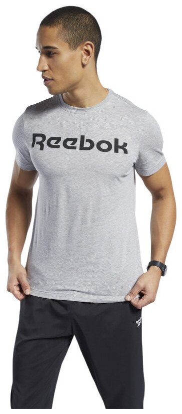 Футболка Reebok GS Linear Read Tee, размер M, серый — купить в интернет-магазине по низкой цене на Яндекс Маркете