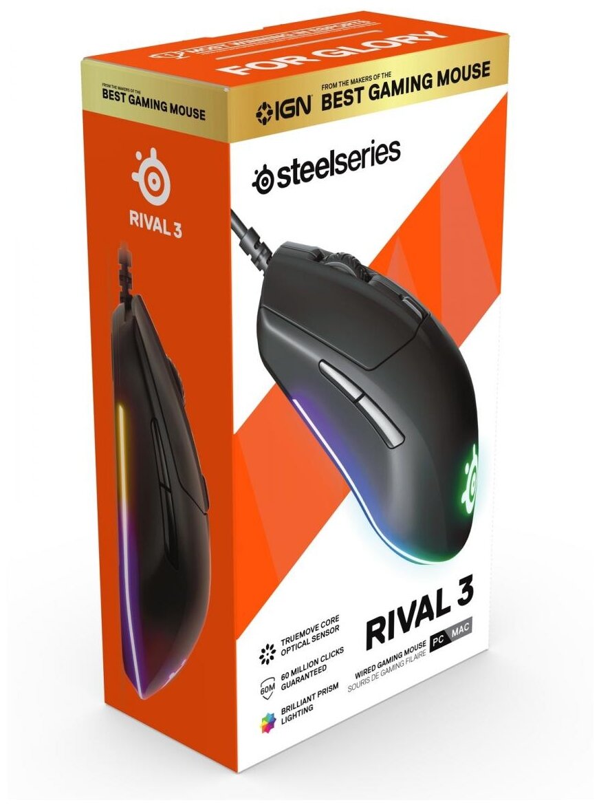 Мышь Steelseries Rival 3 черный оптическая USB