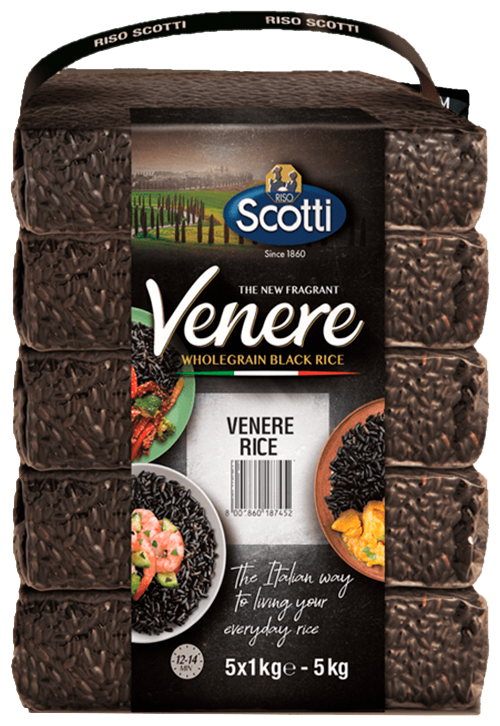 Рис цельнозерновой Riso Scotti Venere среднезерный пропаренный черный, 5 кг