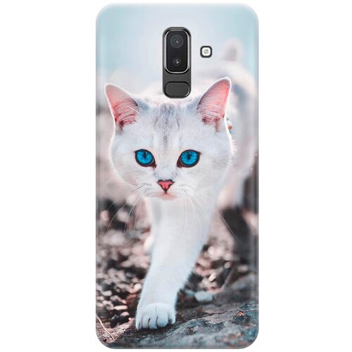 ультратонкий силиконовый чехол накладка для samsung galaxy j6 2018 с принтом голубоглазый кот Ультратонкий силиконовый чехол-накладка для Samsung Galaxy J8 (2018) с принтом Голубоглазый кот