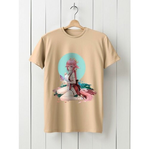 фото Футболка твоя футболка!, размер l, бежевый