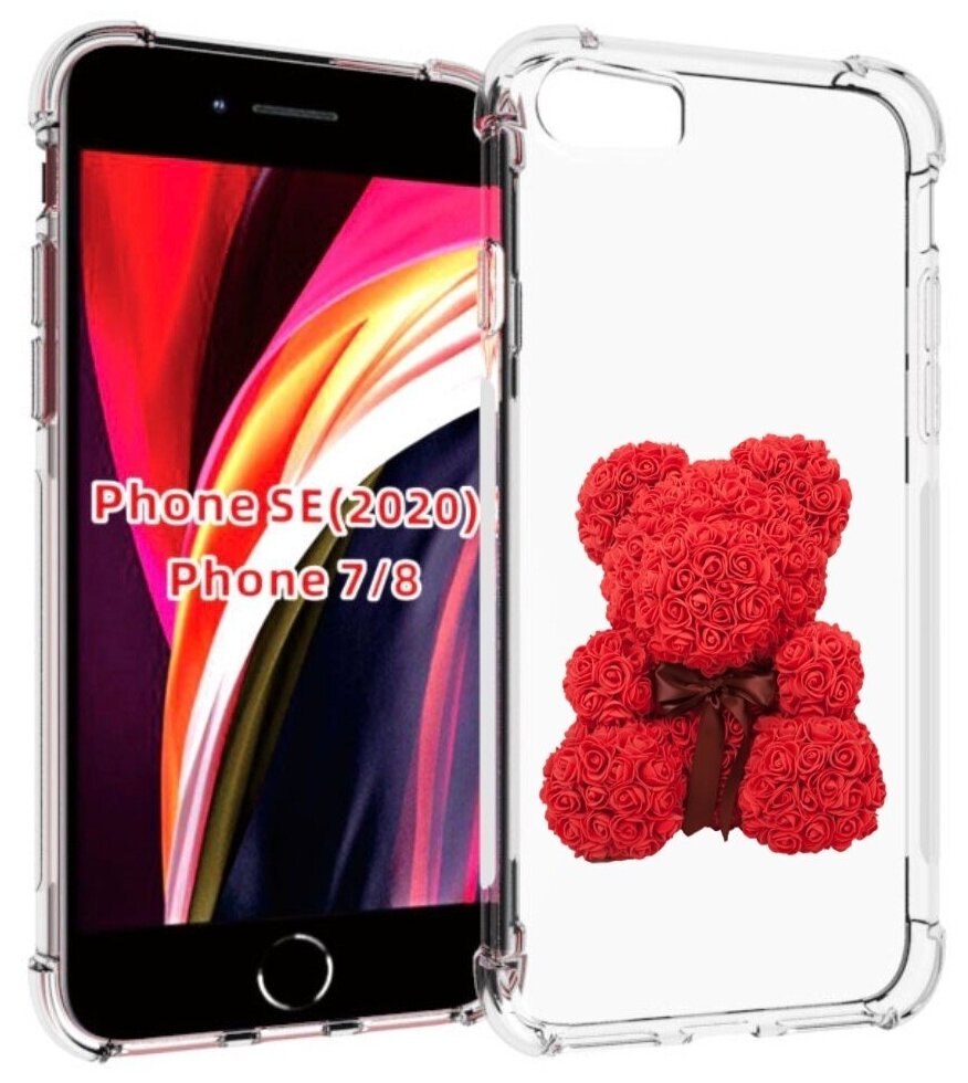 Чехол MyPads мишка-из-розочек для iPhone 7 4.7 / iPhone 8 / iPhone SE 2 (2020) / Apple iPhone SE3 2022 задняя-панель-накладка-бампер