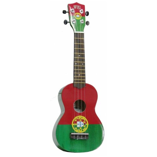 фото Wiki uk/ptl гитара укулеле сопрано, рисунок "португальский флаг", чехол в комплекте