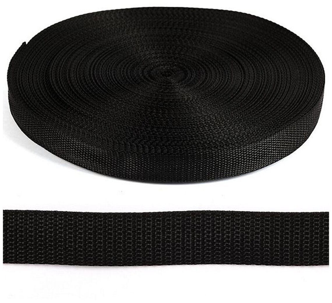 фото Лента ременная стропа 30 мм черная, 50 м.