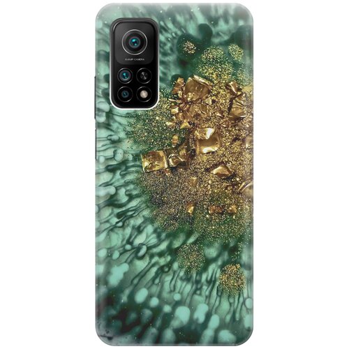 фото Силиконовый чехол на xiaomi mi 10t / 10t pro / сяоми ми 10т / ми 10т про с принтом "золото и изумрудные краски gosso