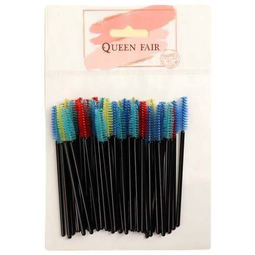 Купить Щеточка для бровей Queen Fair 6946202, 50 шт чёрный/разноцветный, голубой/синий/красный/черный/желтый, пластик/нейлон
