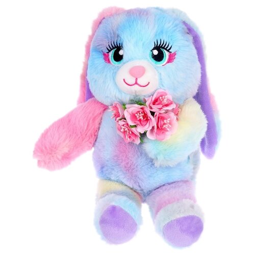 Мягкая игрушка Milo toys Зайка Мия, 18 см, голубой/розовый/фиолетовый