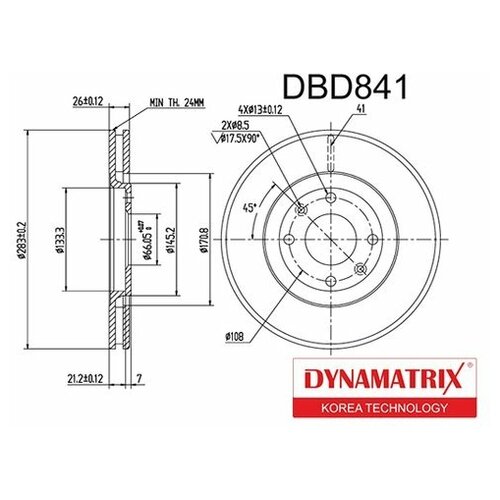 Диск Тормозной DYNAMATRIX-KOREA арт. DBD841