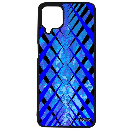 фото Противоударный чехол на телефон // galaxy a12 // "дизайн сталактит" конус тартан, utaupia, синий