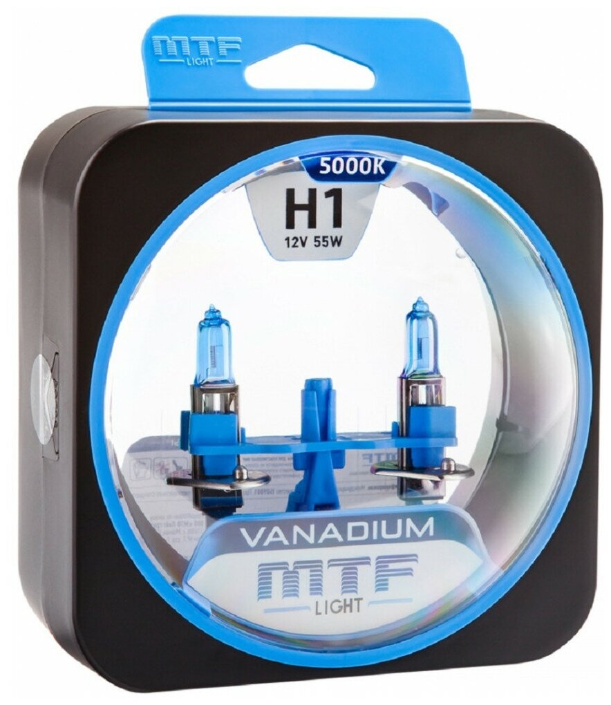 Лампа галогенная MTF Light H1 12V 55W 5000K VANADIUM (2шт)