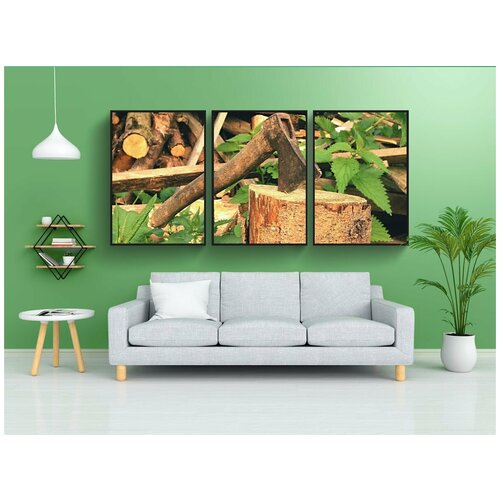 фото Набор модулных постеров для интерьера "топор, старый, лесоруб" 60x90 см. в тубусе, без рамки lotsprints