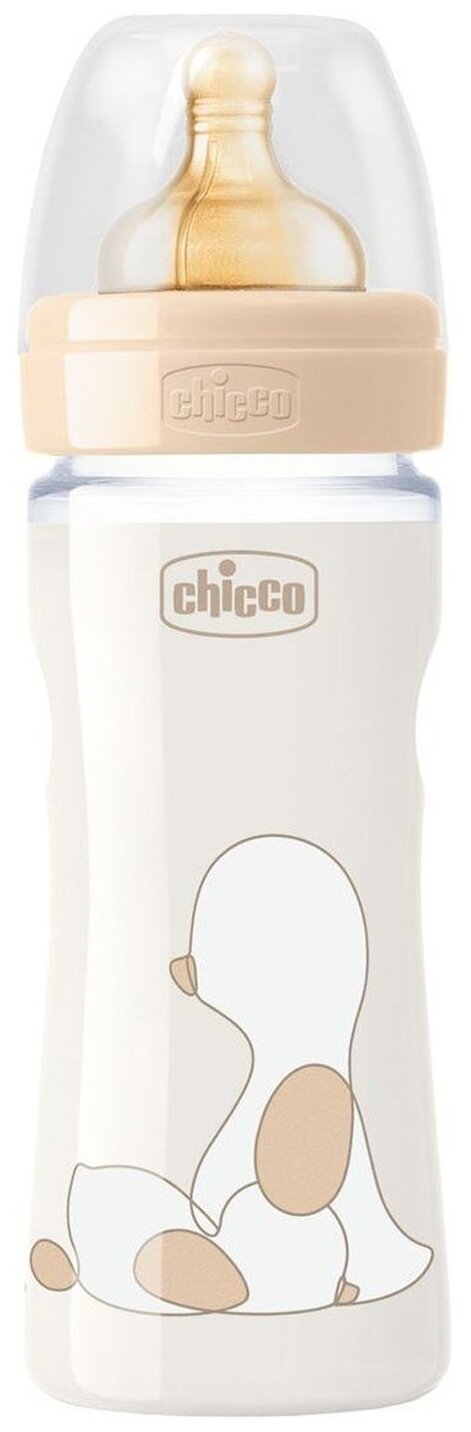 Chicco Бутылочка Original Touch Uni с латексной соской, 250 мл, с 2 месяцев, бежевый