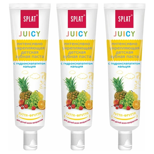 Зубная паста SPLAT Juicy Тутти-Фрутти для детей всех возрастов, 35 мл, 35 г, 3 шт., белый-красный зубная паста гель vitis junior со вкусом тутти фрутти от 6 лет 75 мл