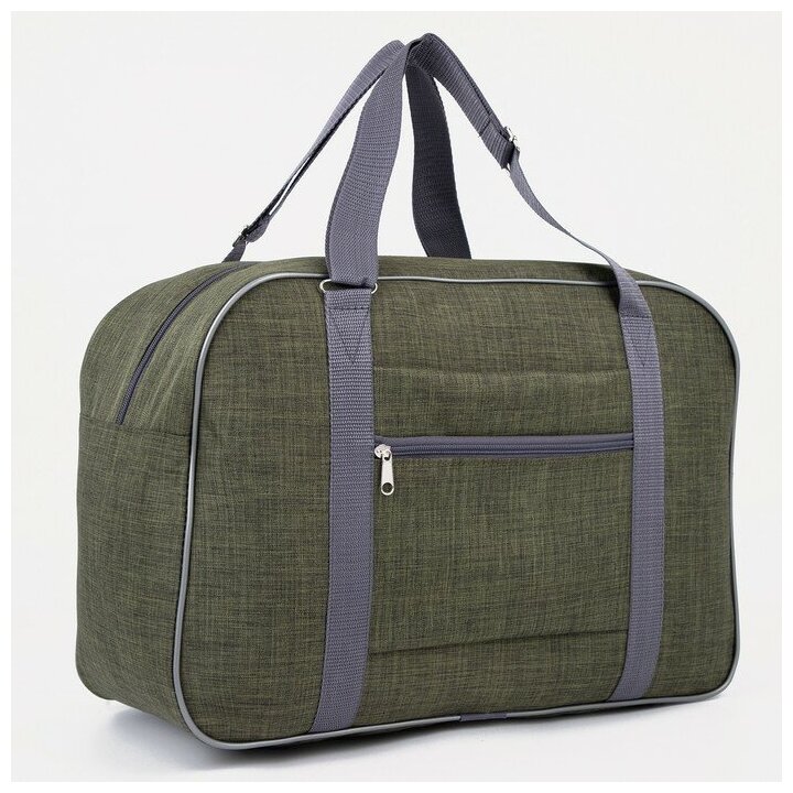 Зфтс Сумка дорожная на молнии, наружный карман, держатель для чемодана, цвет зелёный