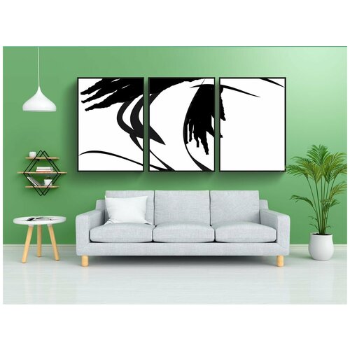 фото Набор модулных постеров для интерьера "женщина, белый, чернить" 60x90 см. в тубусе, без рамки lotsprints