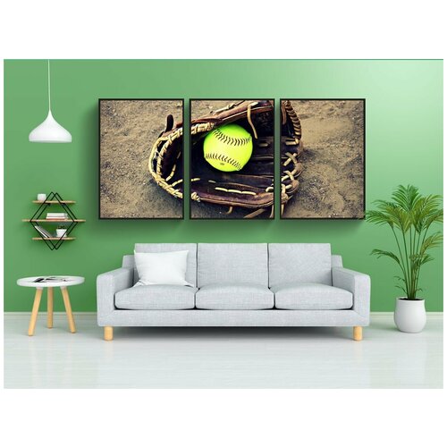 фото Набор модулных постеров для интерьера "софтбол, за пределами, мяч" 60x90 см. в тубусе, без рамки lotsprints