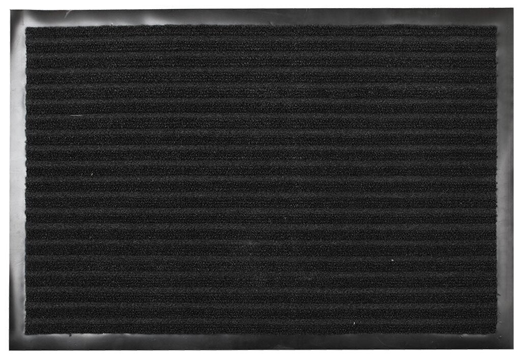 Коврик придверный, 90х150 см, прямоугольный, резина, с ковролином, черный, Комфорт, Floor mat, XTL-1013