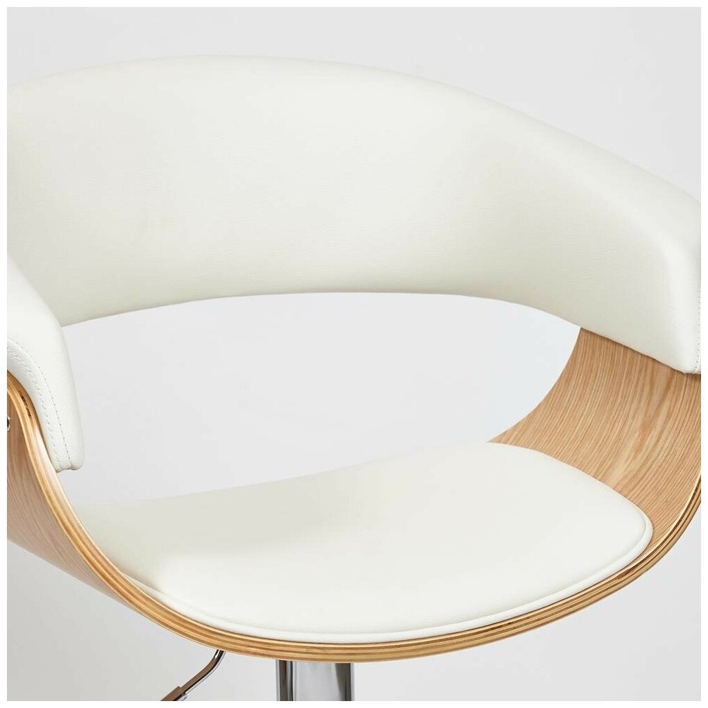 Барный стул VIMTA (mod.4021S) (13 660) TetChair металл/дерево/экокожа, 60х51х91,5-112,5 см, высота сиденья 61,5-82,5 см, белый/натуральный/хром - фотография № 2