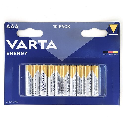 Батарейка щелочная VARTA LR03 AAA Energy 1.5В 10шт батарейка алкалиновая duracell lr03 mn2400 aaa 1 5v упаковка 2 шт lr03 mn2400 bl 2 6003 duracell арт lr03 mn2400 bl 2