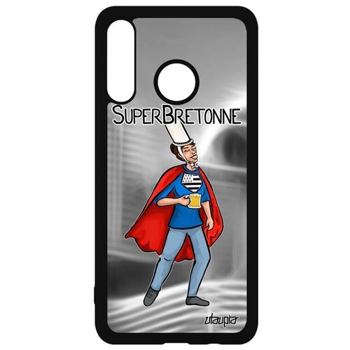 фото Красивый чехол для мобильного // huawei p30 lite // "супербретонка" шутка юмор, utaupia, серый