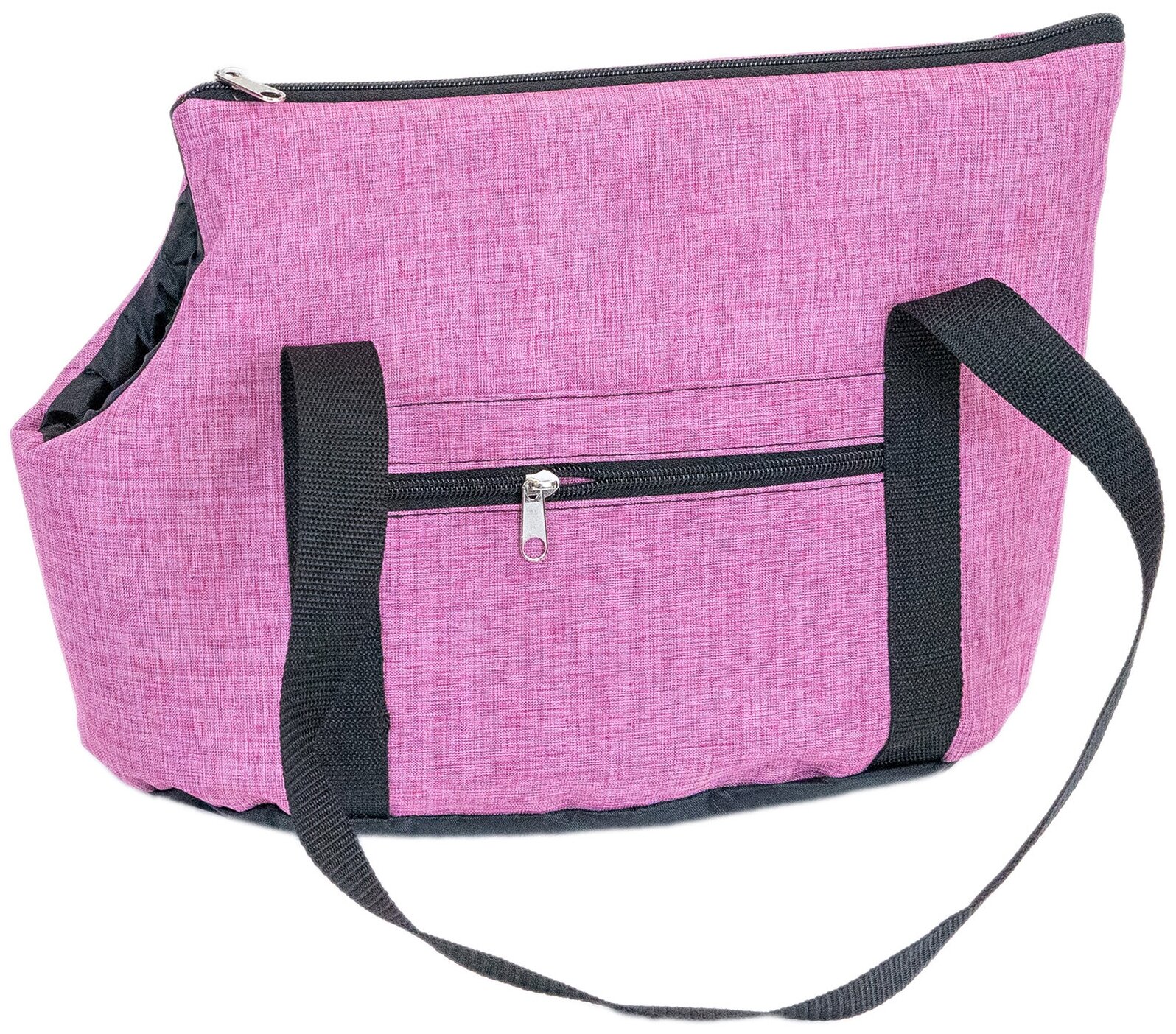 Переноска сумка Блюз "PetTails" №2 с 2мя карманами 39 х 19 х 26см (катионик, поролон), розовая - фотография № 2