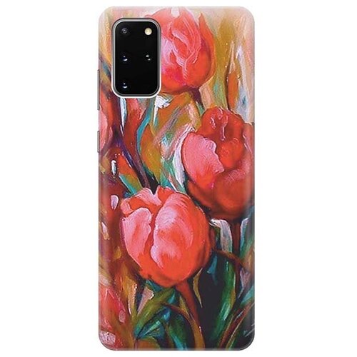 фото Ультратонкий силиконовый чехол-накладка для samsung galaxy s20+ с принтом "тюльпаны" gosso