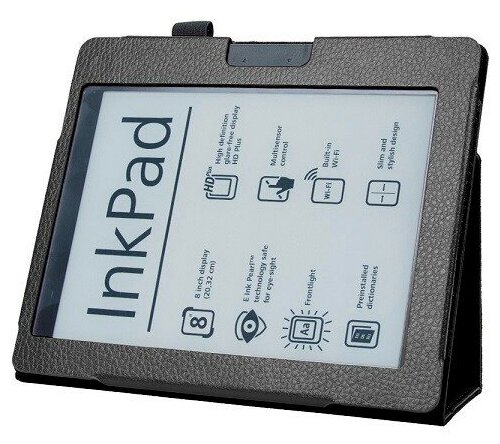 Чехол-обложка MyPads для PocketBook 840-2 InkPad 2 из качественной эко-кожи закрытого типа с магнитной крышкой черный кожаный