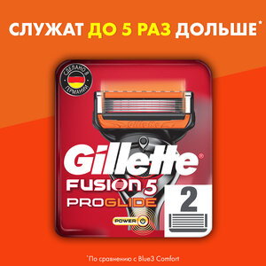Gillette Fusion 5 ProGlide Power Сменные кассеты для бритья с 5 лезвиями, мужские, 2 шт