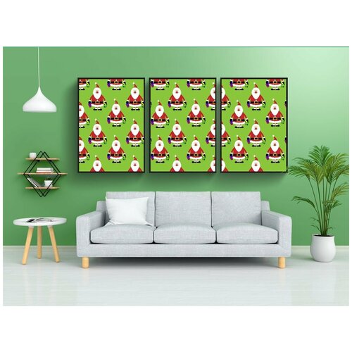 фото Набор модулных постеров для интерьера "рождество, санта, дед мороз" 60x90 см. в тубусе, без рамки lotsprints
