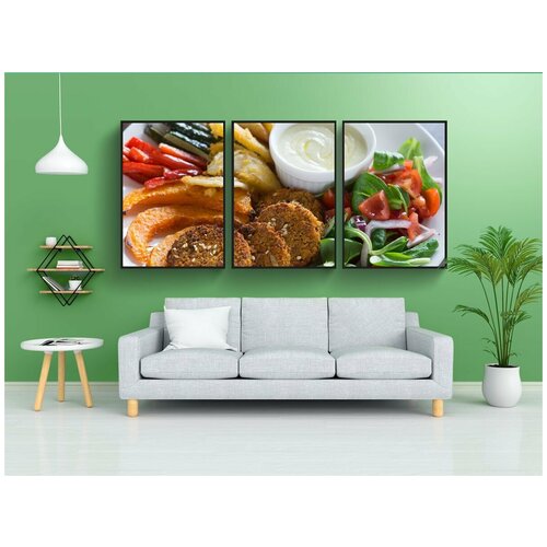 фото Набор модулных постеров для интерьера "burger, овощи, цвет" 60x90 см. в тубусе, без рамки lotsprints